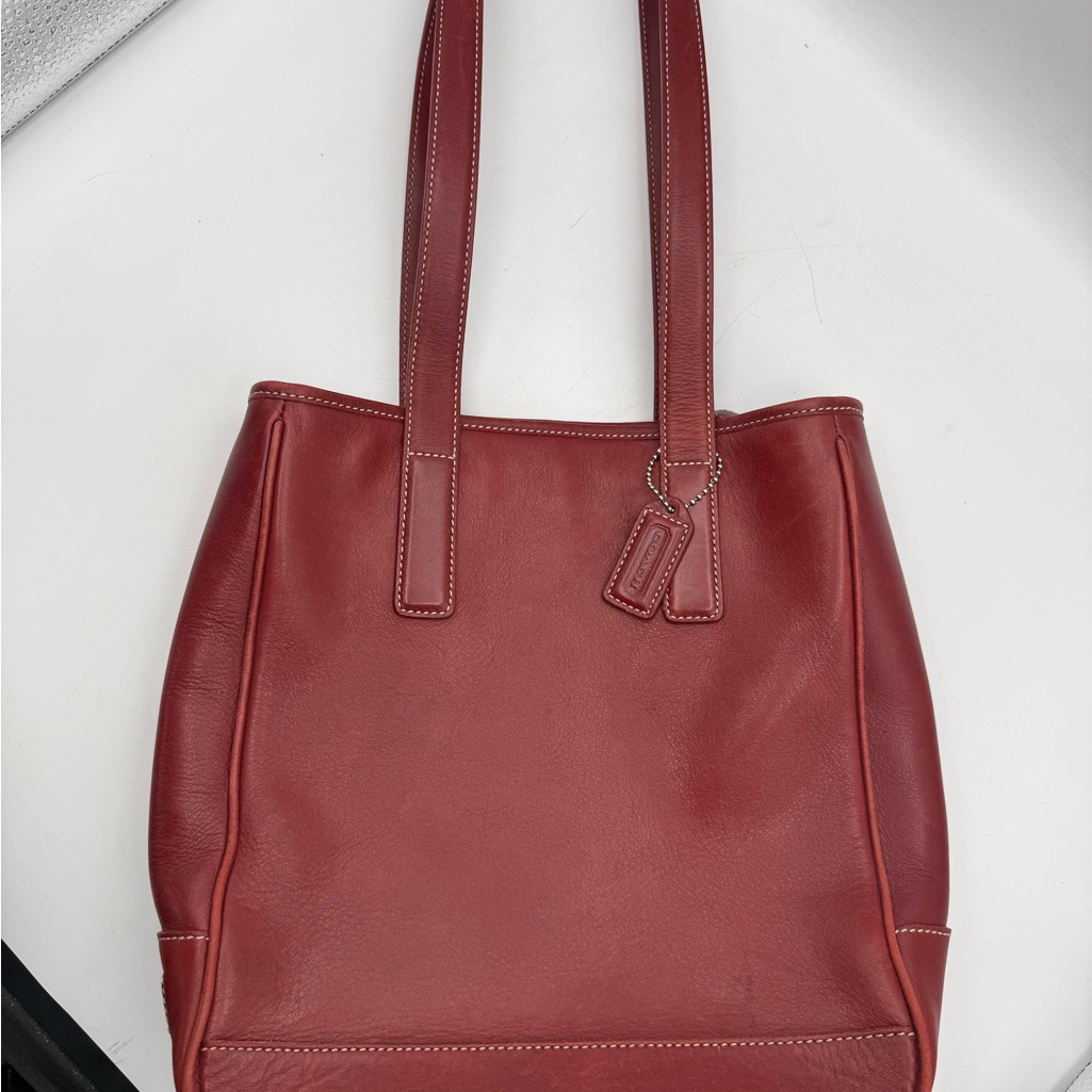 Coach Vintage Red Leather Hampton Lunch Tote Bag 7776